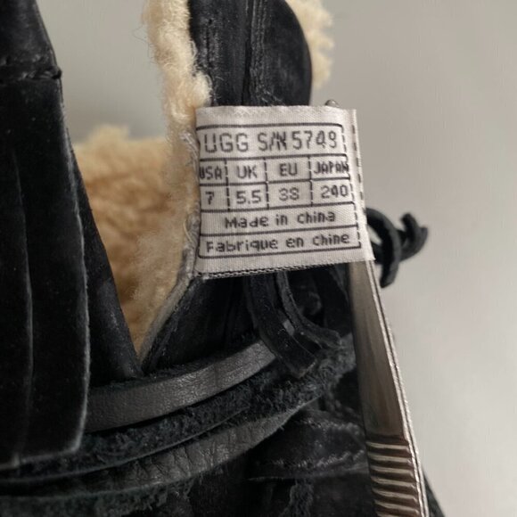 Ugg Gaviota Suede Sheepskin Fringe Ankle Boots Sz 7​​​​​ - Picture 9 of 13